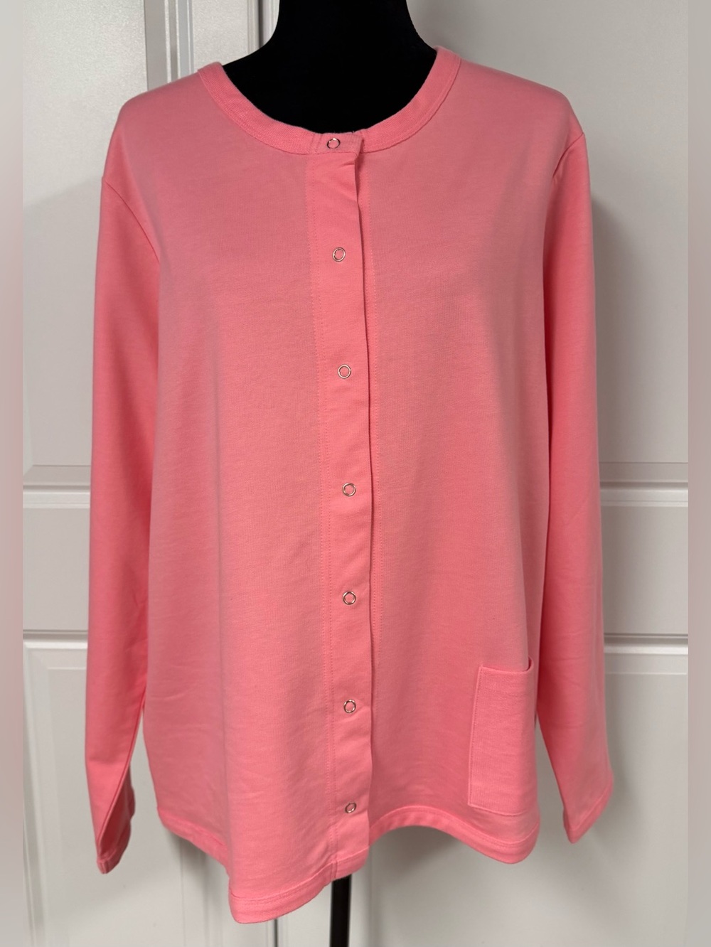 Denim Co. Pink Snap Front Cardigan